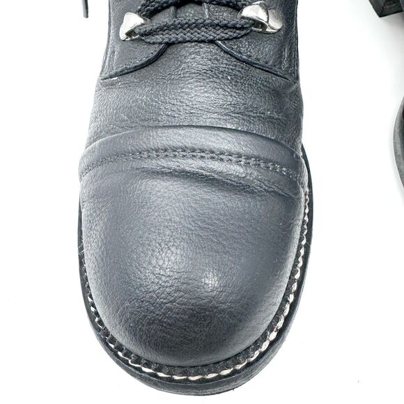 CHANEL Black Leather Tweed Combat Boots – Lace-Up – EU 40.5 - Picture 3 of 15